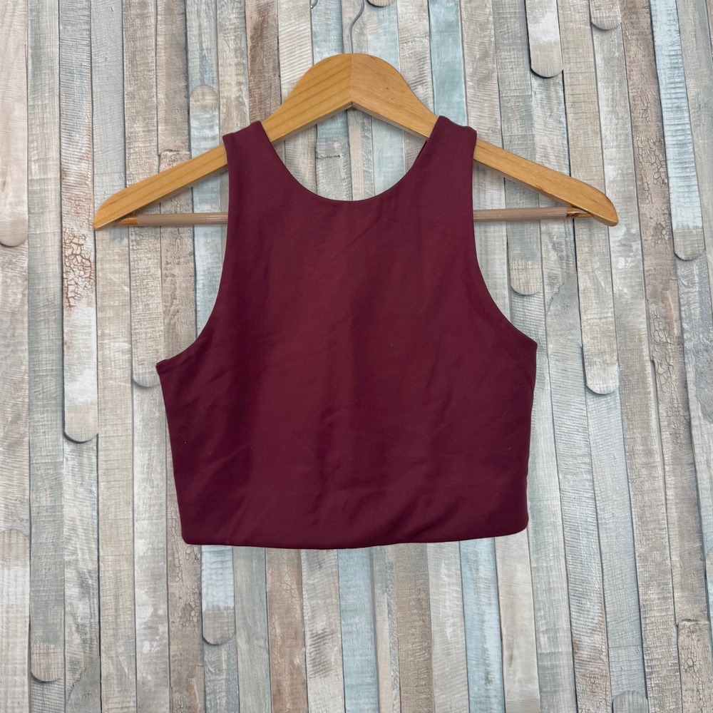 Girlfriend Collective S Dylan Tank Crop Top Elongated Sports Bra Red‎ High Neck